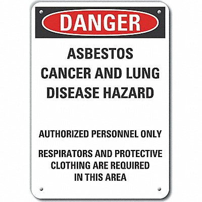 Rflct Asbestos Danger Sign 10x7in Alum