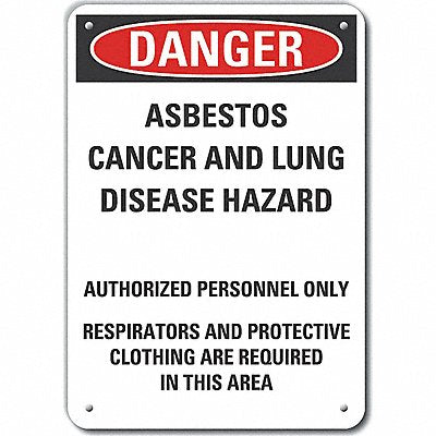 Rflct Asbestos Danger Sign 14x10in Alum