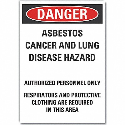 Asbestos Danger Rflct Label 10inx 7in