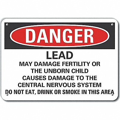 Rflct Lead Hzrd Danger Sign 7x10in Alum