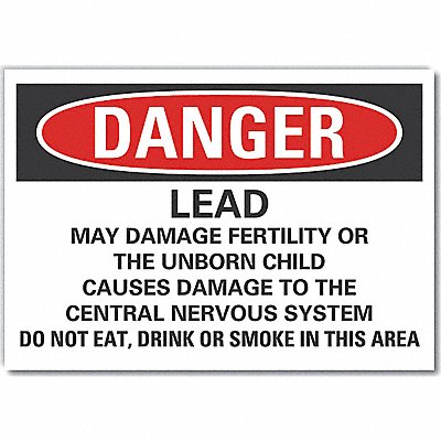 Lead Hazard Danger Lbl 5x7in Polyester