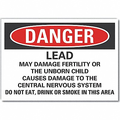 Lead Hazard Danger Lbl 7x10in Polyester