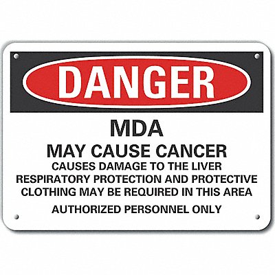 Plastic Mda Danger Sign 10x14in Plastic