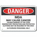 Plastic Mda Danger Sign 10x14in Plastic
