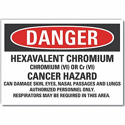 Hexavalent Chromium Danger Lbl 5x7in