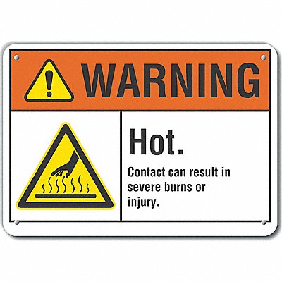 Hot Surface Warn Sign 7x10in Plastic