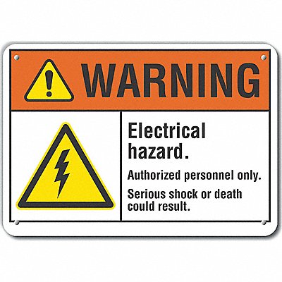 Elec Hazard Warning Sign 10x14in Plastic
