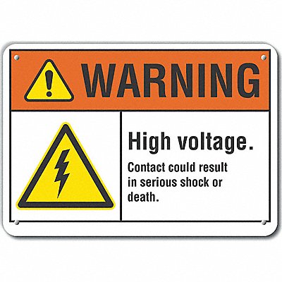 Rflct High Voltage Warn Sign 7x10in Alum