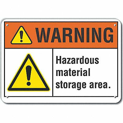 Hzrdous Mtrl Warn Sign 10x14in Plastic