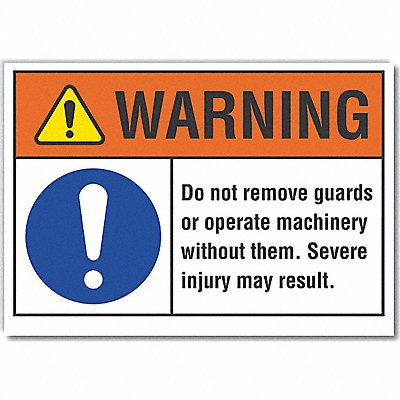 Machine Guards Warning Rflct Lbl 5x7in