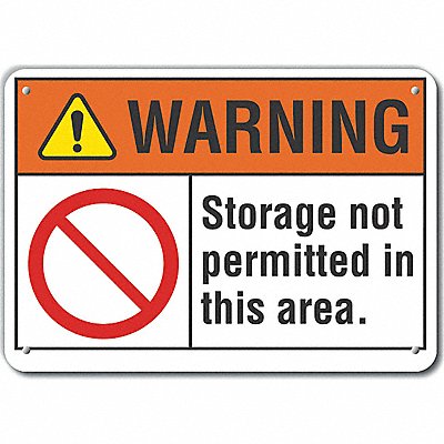 Aluminum No Storage Warning Sign 10x14in