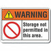 Aluminum No Storage Warning Sign 10x14in