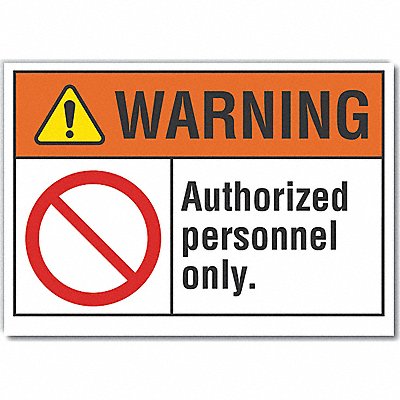 Auth Person Warning Lbl 5inx7in Polyest