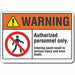 Auth Person Danger Sign 10x14in Plastic