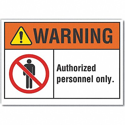 Auth Person Warning Label 10inx14in