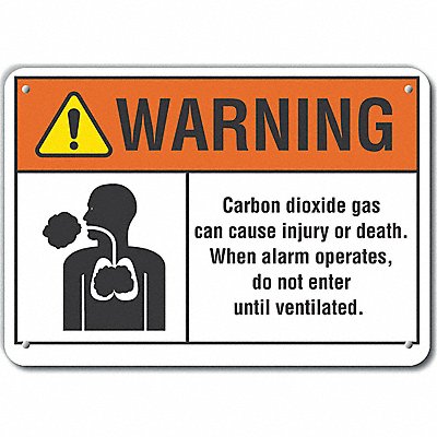 Rflctv Carbon Dioxide Warn Sign 10x14in