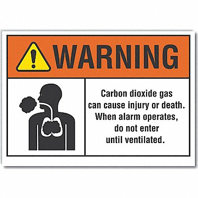 Carbon Dioxide Warn Labl 3.5x5in Polyest