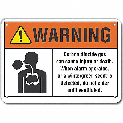 Carbon Dioxide Warn Sign 7x10in Plastic