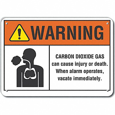 Carbon Dioxide Warning Sign 10x14in Alum