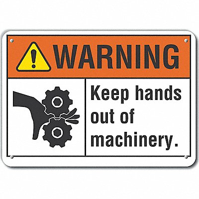 Alum Keep Hands Clear Warn Sign 10x14in