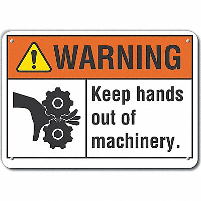 Plstc Keep Hands Clear Warn Sign 10x14in