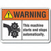 Machine Operation Warn Sign 10x14in
