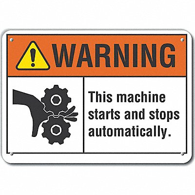Rflctv Mach Operation Warn Sign 10x14in