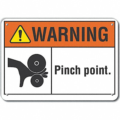 Pinch Point Warn Sign 10x14in Plastic