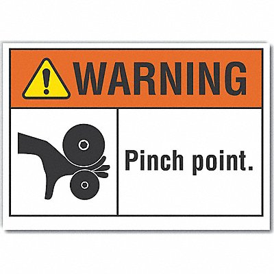 Pinch Point Warning Rflctv Label 3.5x5in