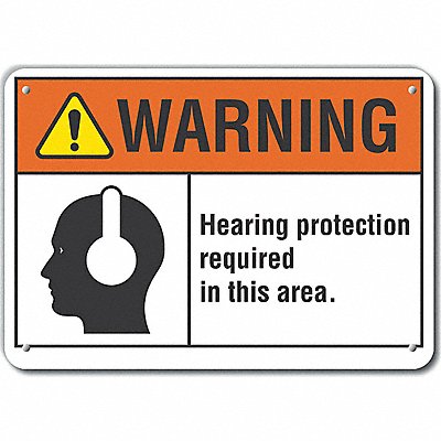 Rflctv Hearing Warning Sign 10x14in Alum