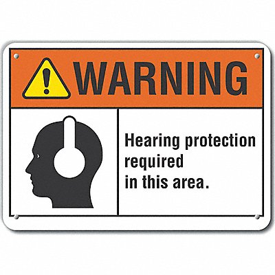 Hearing Warning Sign 10inx14in Plastic