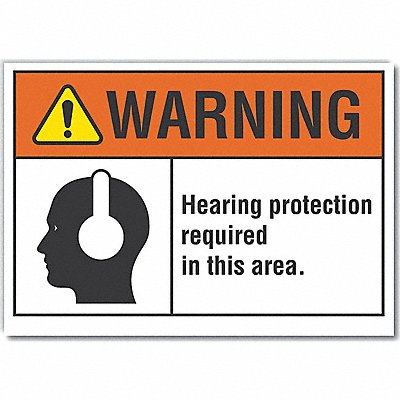 Hearing Warning Labl 5inx7in Polyester