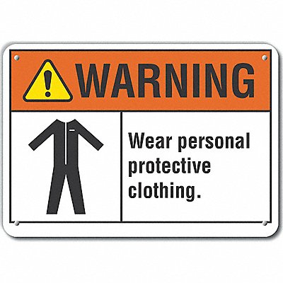 Plastic PPE Warning Sign 10x14in Plastic
