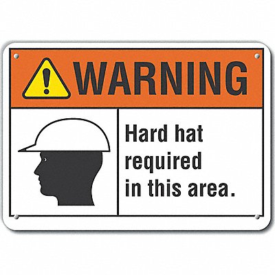 Hard Hat Warning Sign 10inx14in Plastic