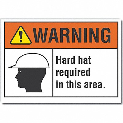 Hard Hat Warning Lbl 3.5x5in Polyester