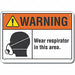 Respirator Req Warning RflctvLbl 10x14in