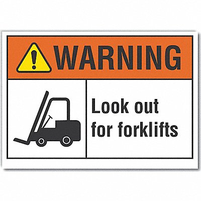 Lift Truck Trfc Warning RflctvLbl 7x10in