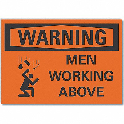 Men Working Warning Lbl 10x14in Polyest