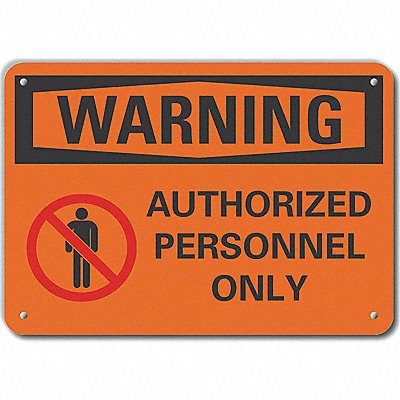 Auth Personnel Warn Sign 7x10in Plastic