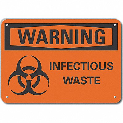 Infectious Waste Warn Sign 7x10in Plastc