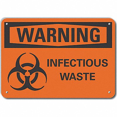 Alum Infectious Waste Warn Sign 10x14in