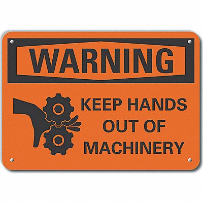 Rflct Keep Hands Clear Warn Sign 7x10in