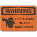 Rflct Keep Hands Clear Warn Sign 7x10in