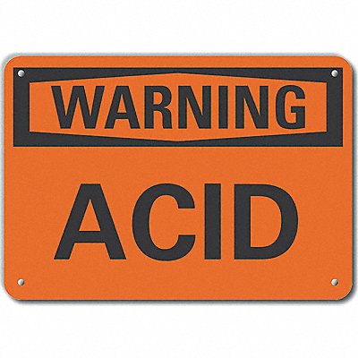 Alum Acid Warning Sign 10x14in Alum