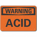 Alum Acid Warning Sign 10x14in Alum