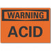 Acid Warn Label 5 in x 7 in Polyester