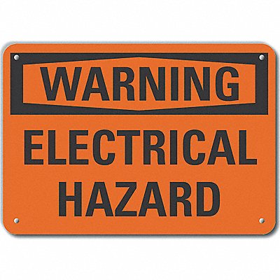 Alum Electrl Hazard Warning Sign 10x14in