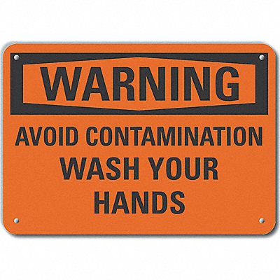 Aluminum Wash Hands Warning Sign 7x10in