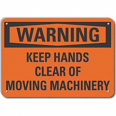 Alum Keep Hands Clear Warn Sign 10x14in