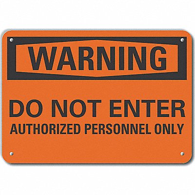 Auth Person Warning Sign 7x10in Plastic